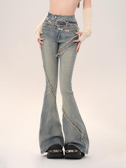 kelly kitty American Narrow Cut Frayed Hem Slim Fit Women&
