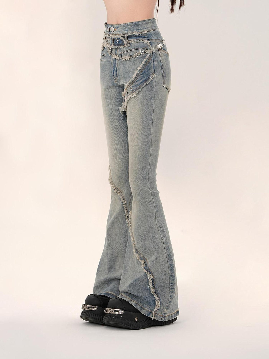 kelly kitty American Narrow Cut Frayed Hem Slim Fit Women&