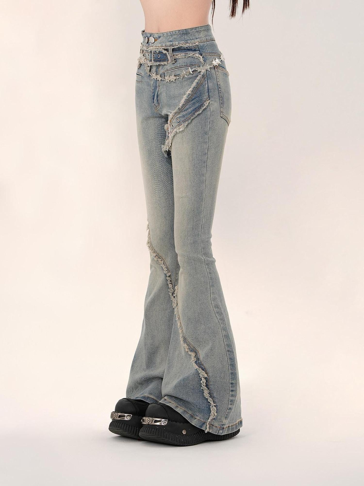 kelly kitty American Narrow Cut Frayed Hem Slim Fit Women&