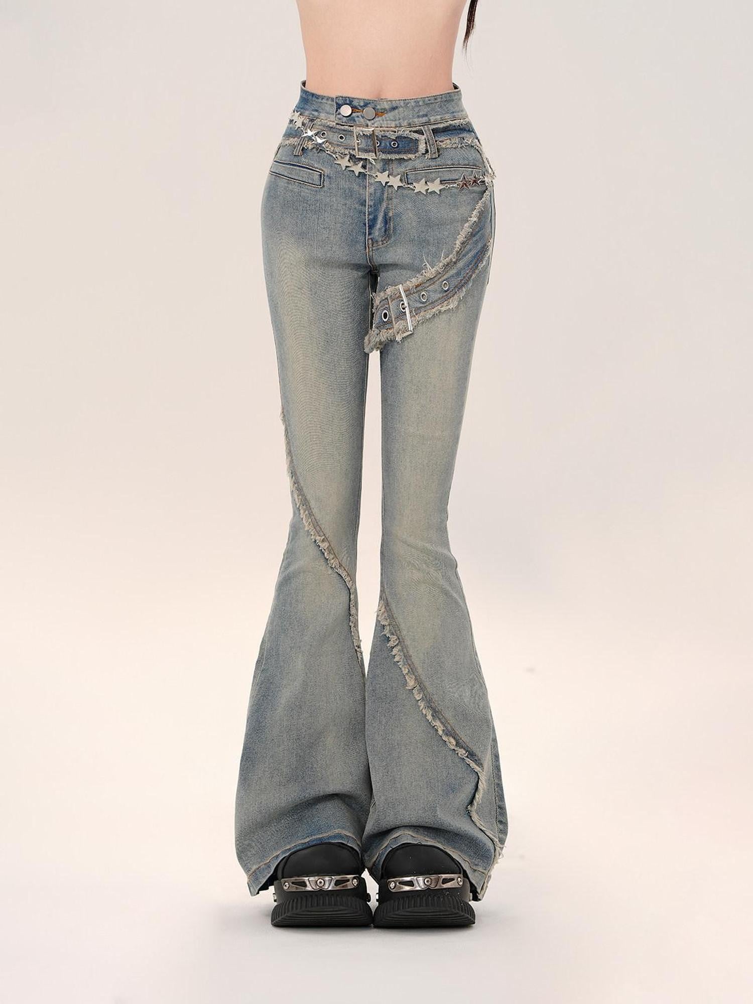 kelly kitty American Narrow Cut Frayed Hem Slim Fit Women&