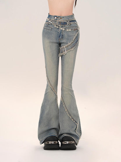 kelly kitty American Narrow Cut Frayed Hem Slim Fit Women&