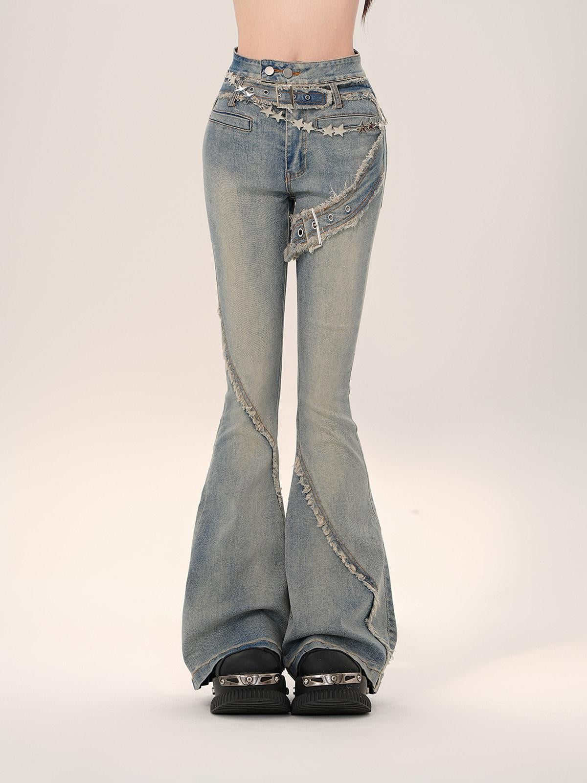 kelly kitty American Narrow Cut Frayed Hem Slim Fit Women&