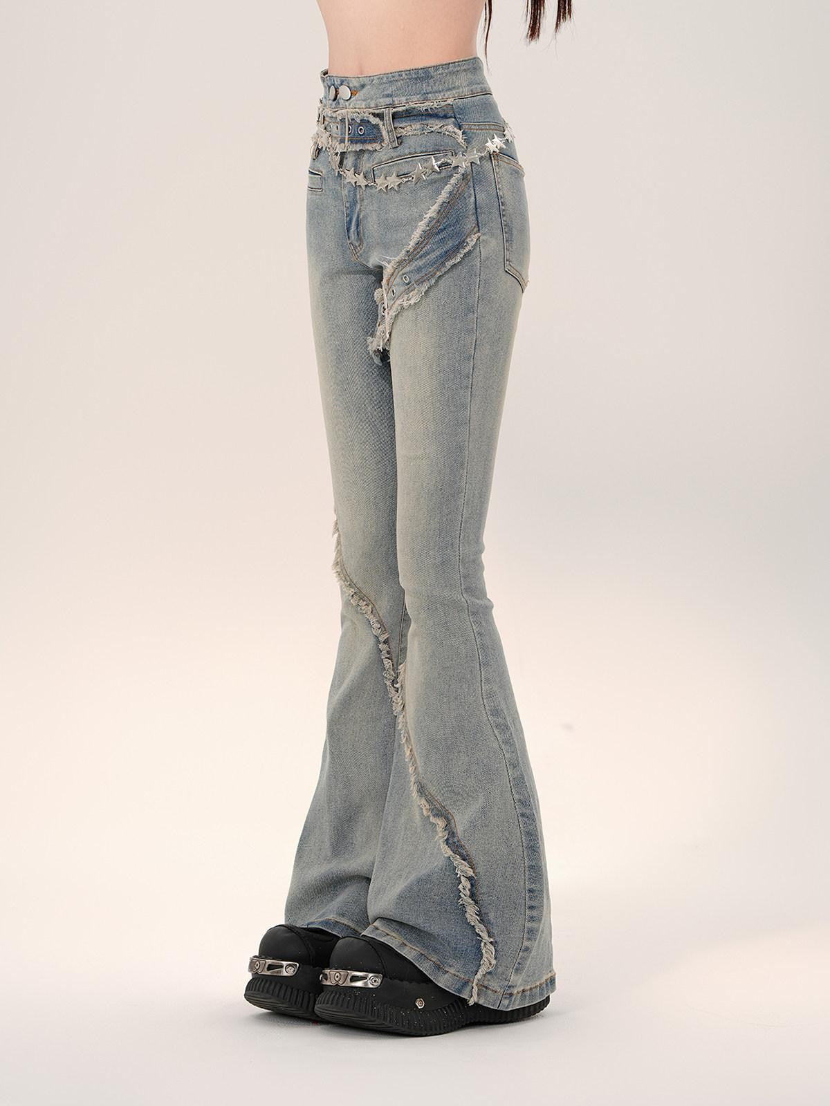 kelly kitty American Narrow Cut Frayed Hem Slim Fit Women&