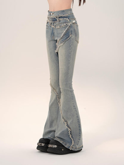 kelly kitty American Narrow Cut Frayed Hem Slim Fit Women&