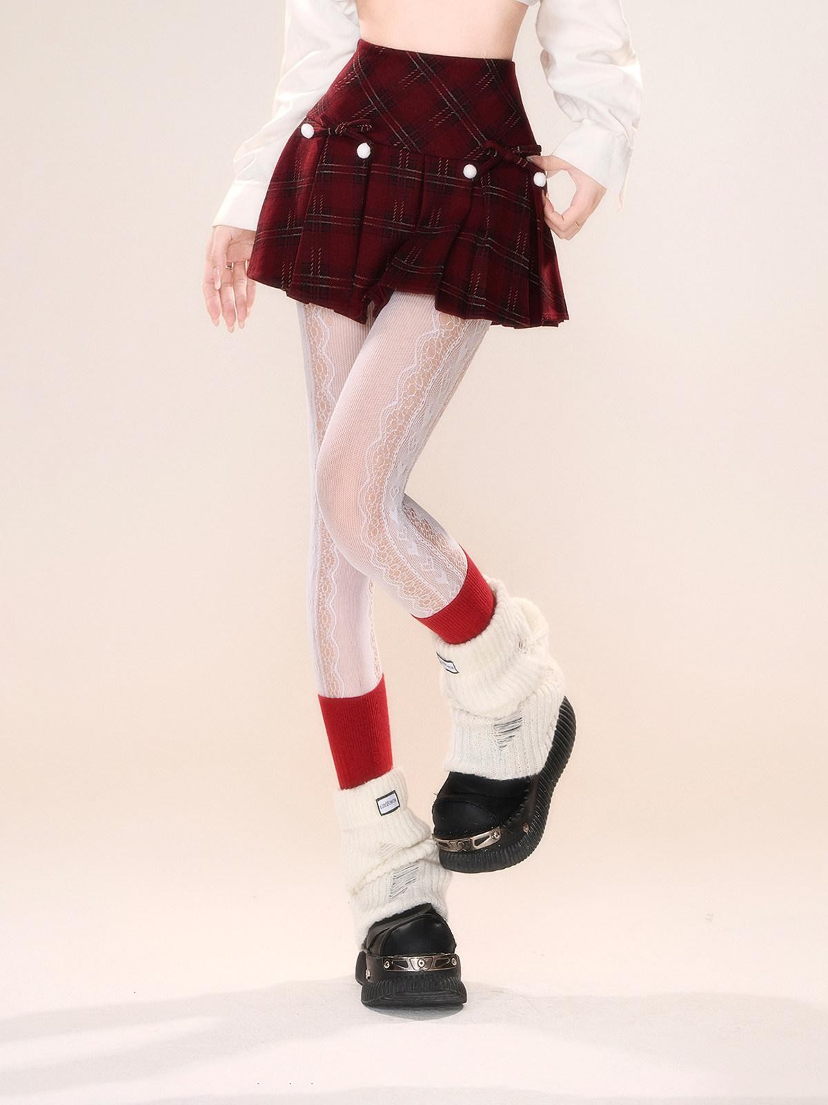 kelly kitty American Plaid Tartan A Line Slimming Pleated Women&