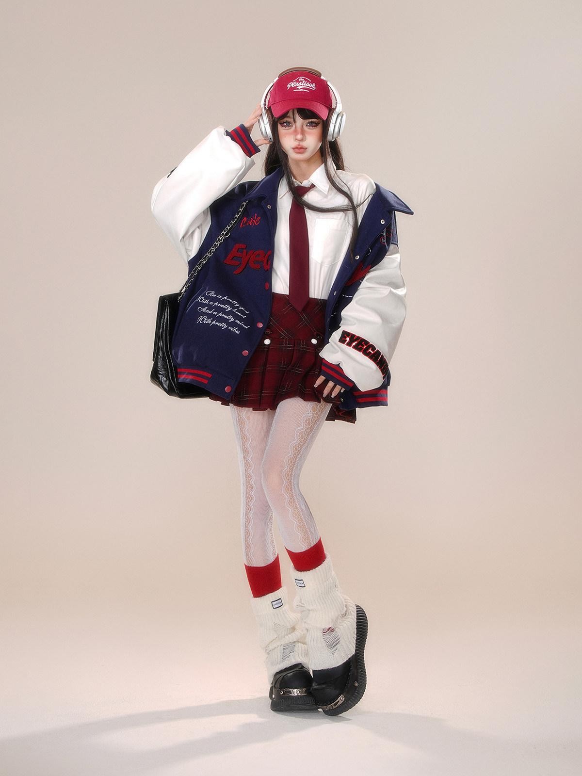 kelly kitty American Plaid Tartan A Line Slimming Pleated Women&