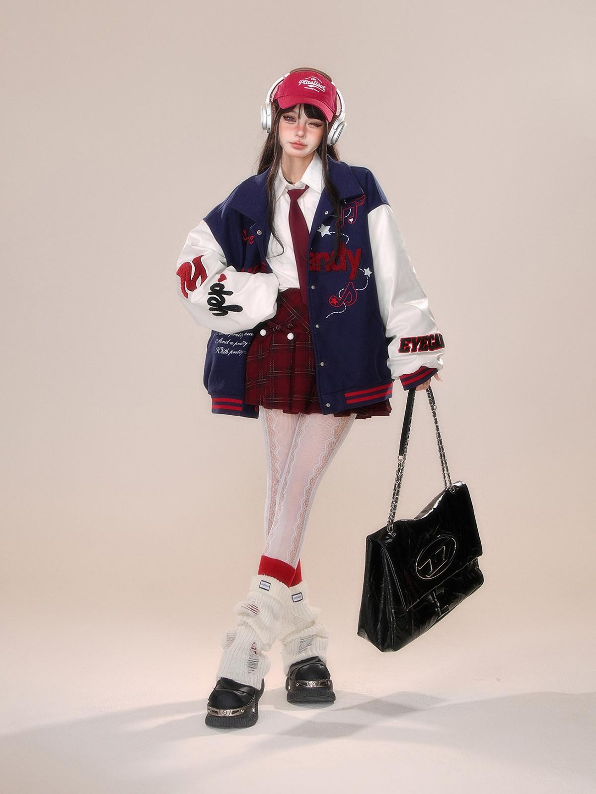kelly kitty American Plaid Tartan A Line Slimming Pleated Women&