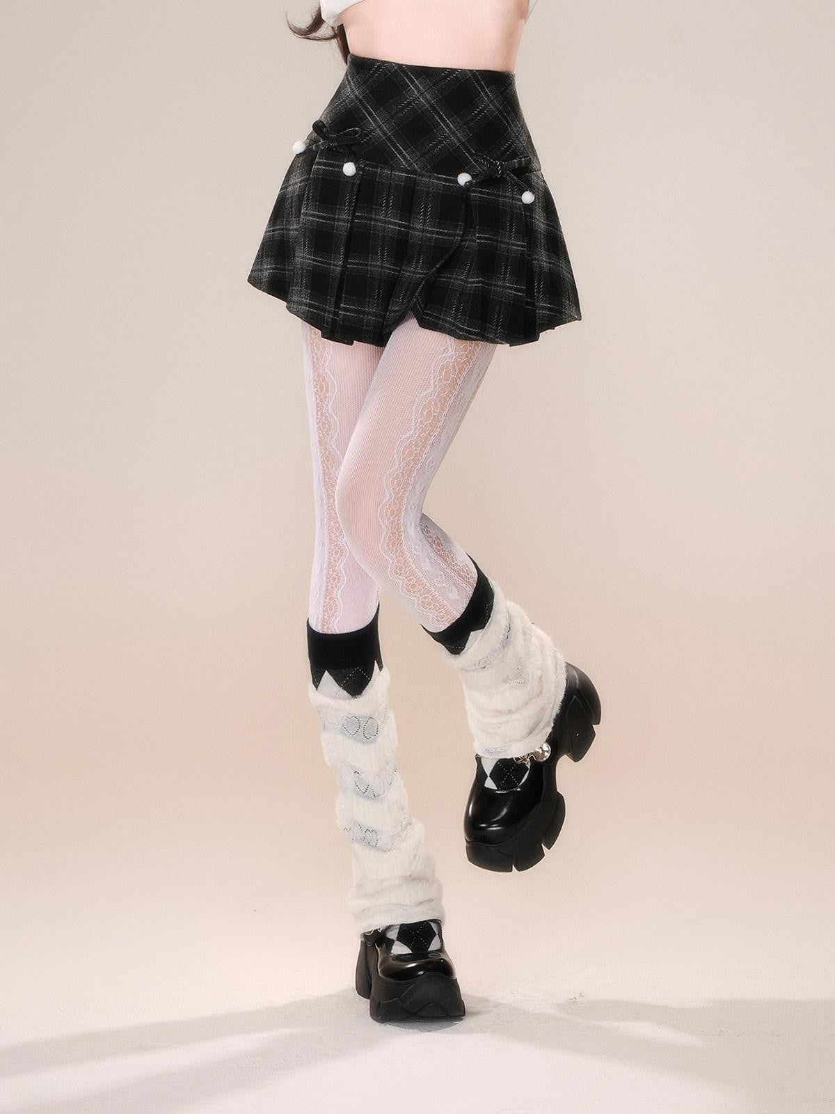 kelly kitty American Plaid Tartan A Line Slimming Pleated Women&