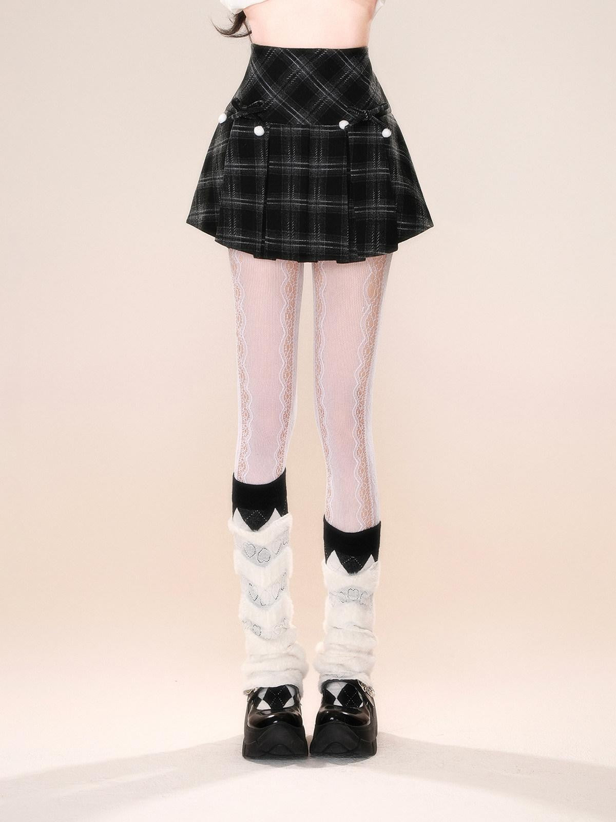 kelly kitty American Plaid Tartan A Line Slimming Pleated Women&