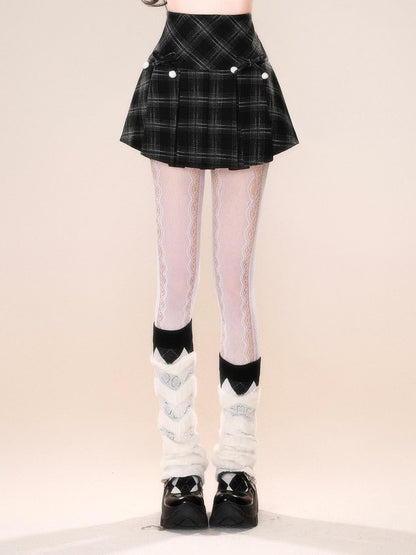 kelly kitty American Plaid Tartan A Line Slimming Pleated Women&