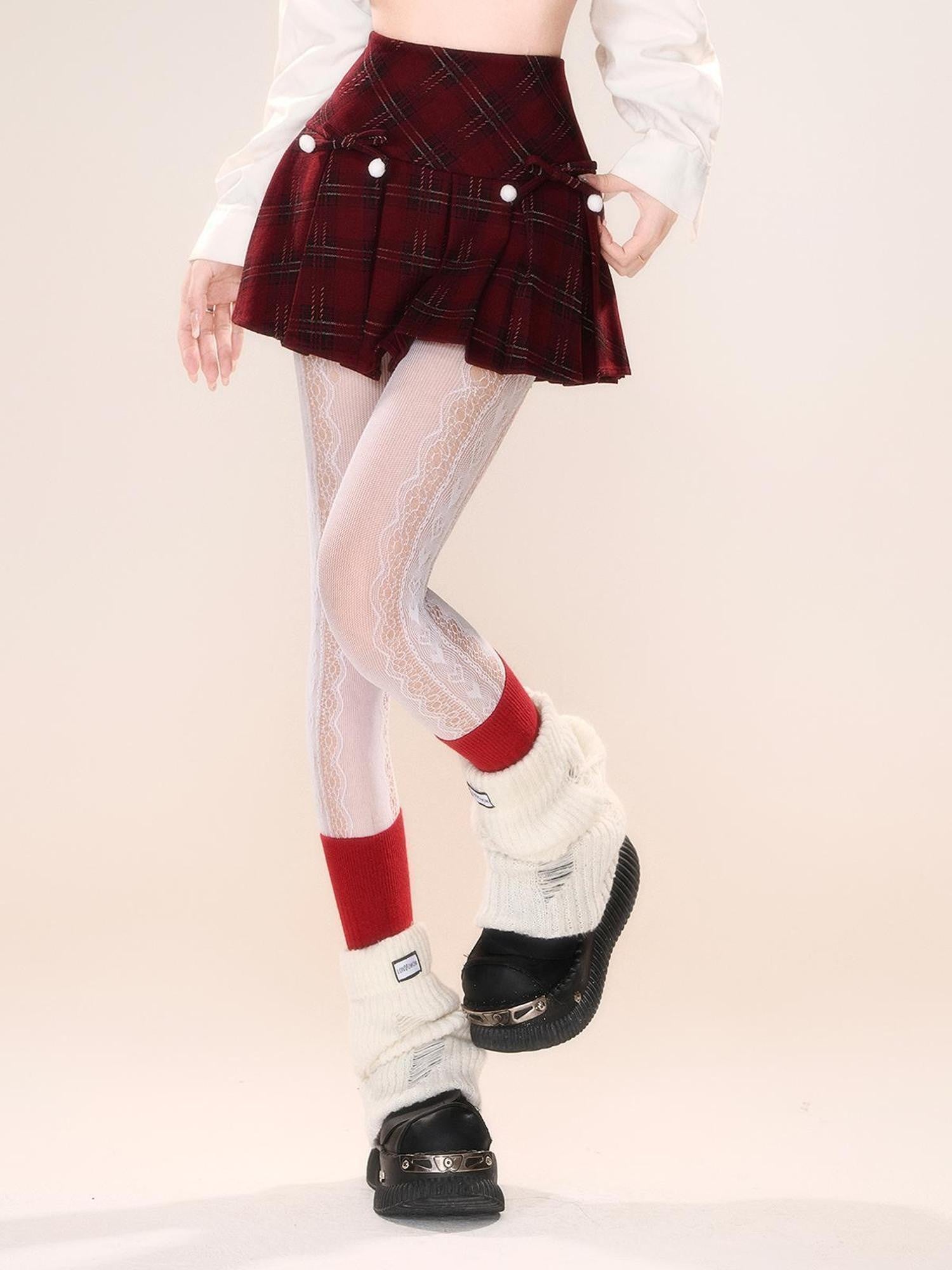 kelly kitty American Plaid Tartan A Line Slimming Pleated Women&