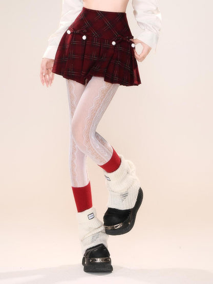 kelly kitty American Plaid Tartan A Line Slimming Pleated Women&