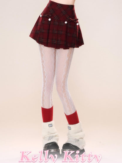 kelly kitty American Plaid Tartan A Line Slimming Pleated Women&