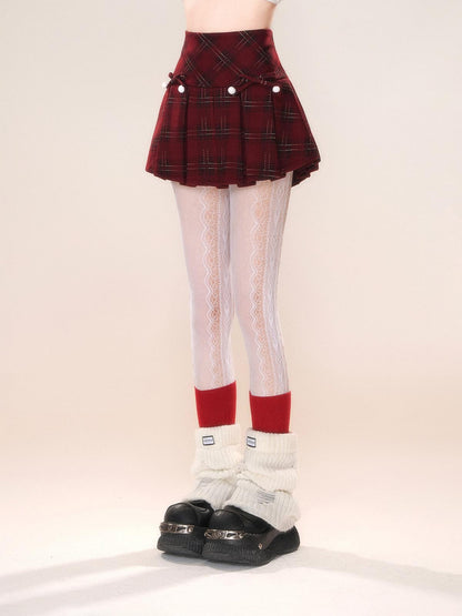 kelly kitty American Plaid Tartan A Line Slimming Pleated Women&