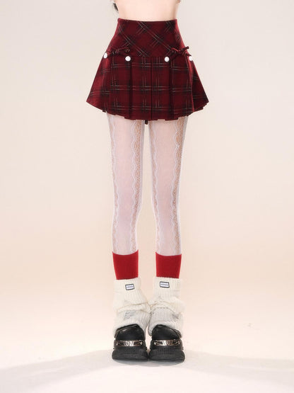 kelly kitty American Plaid Tartan A Line Slimming Pleated Women&