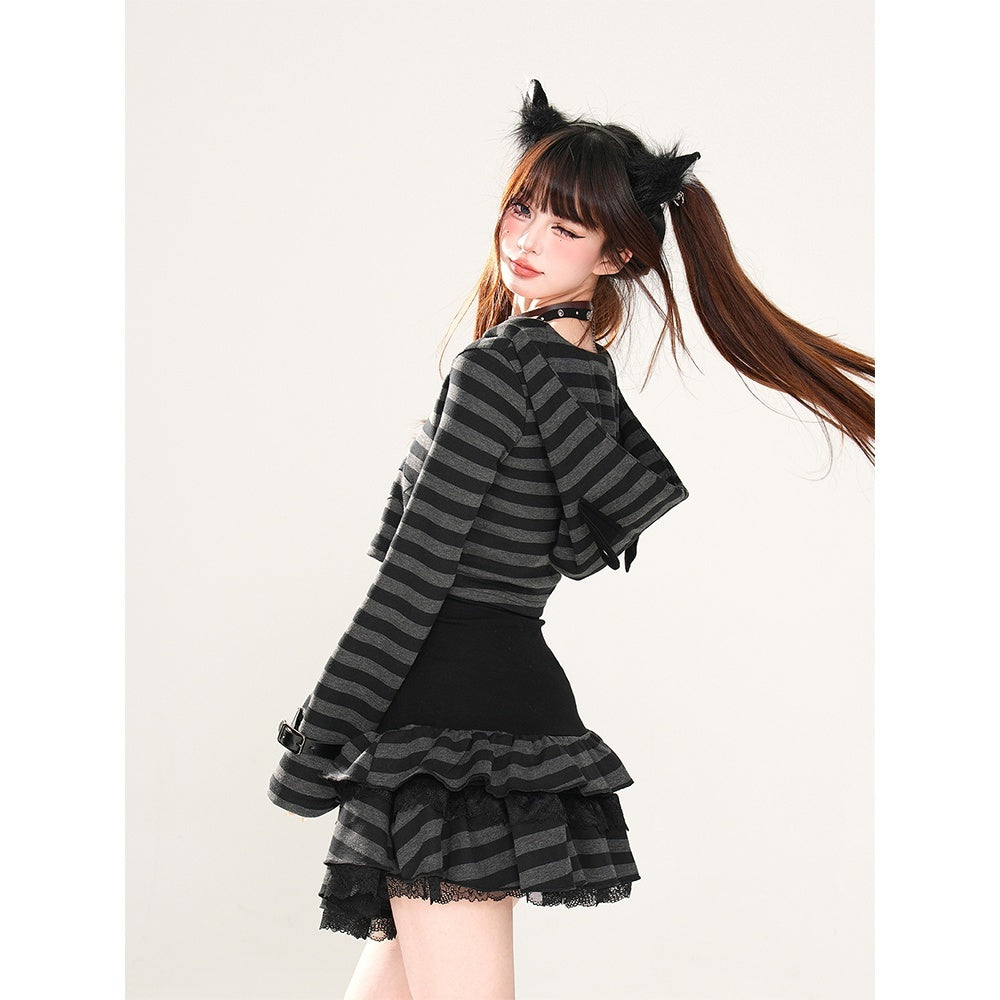 kelly_kitty_American_Retro_Striped_Hooded_Long_Sleeve_Lace_Women&