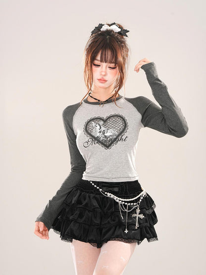 kelly kitty Animal Print Crew Neck Raglan Women&