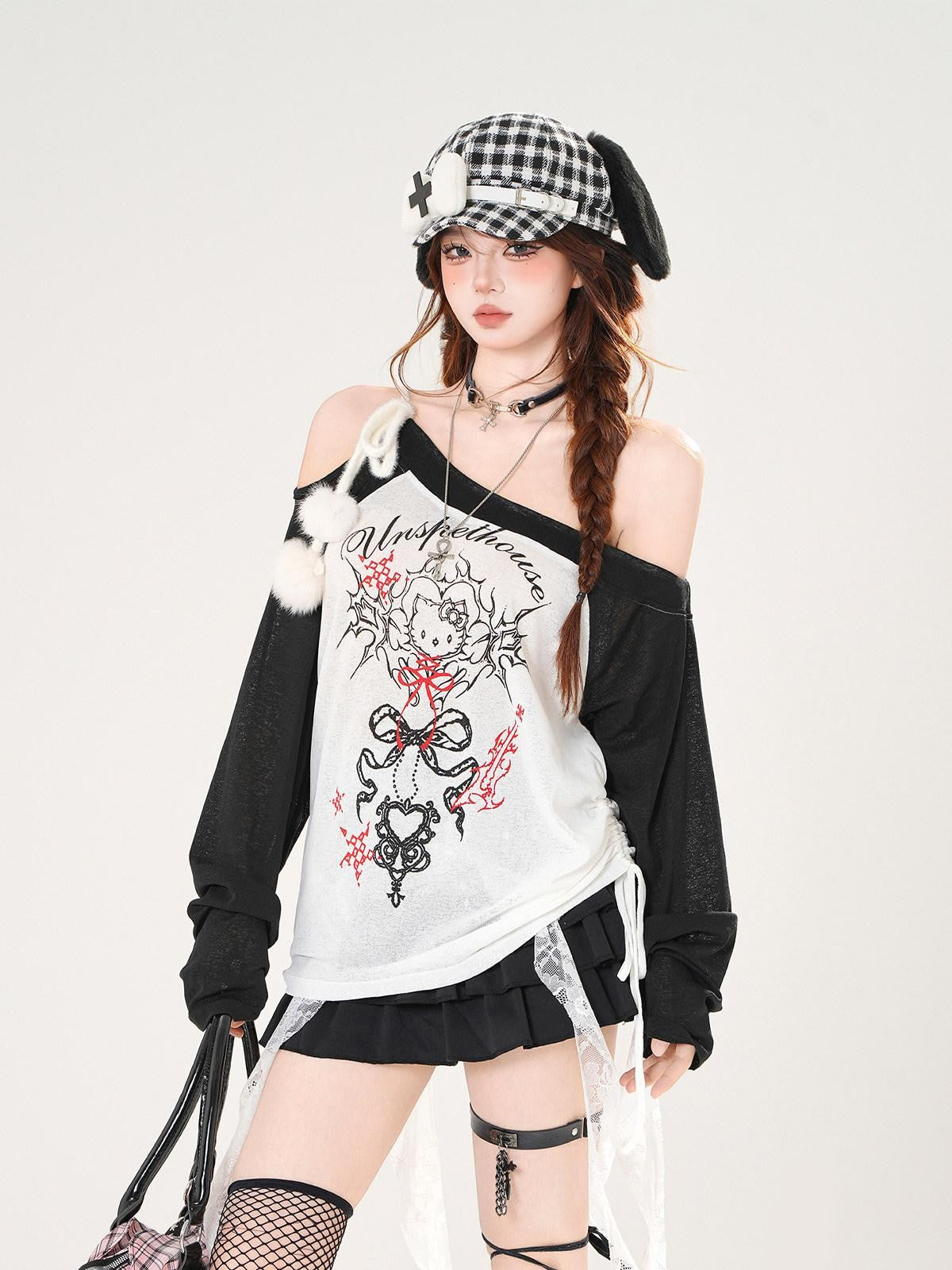 kelly kitty Asymmetric Shoulder Uv Coverup Loose Slim Women&