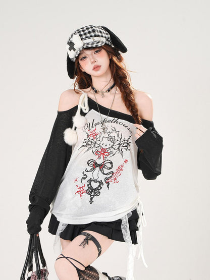 kelly kitty Asymmetric Shoulder Uv Coverup Loose Slim Women&