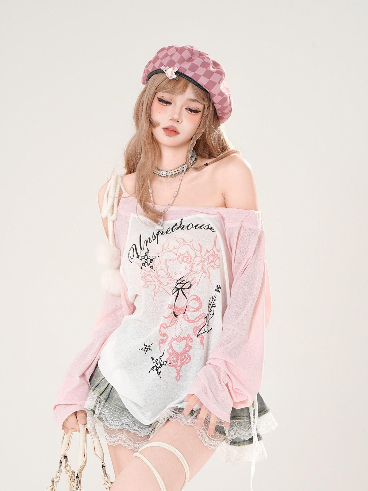 kelly kitty Asymmetric Shoulder Uv Coverup Loose Slim Women&