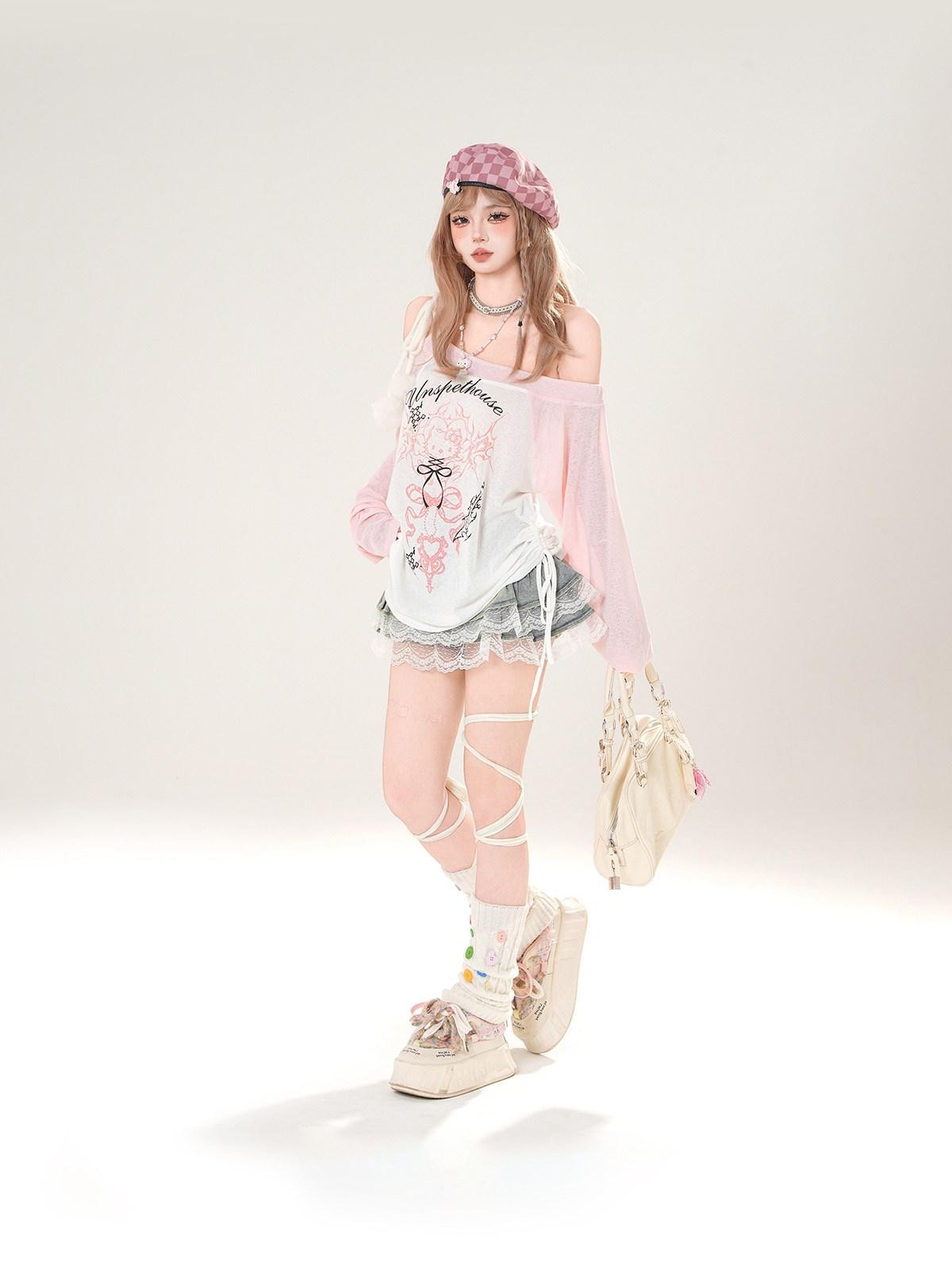 kelly kitty Asymmetric Shoulder Uv Coverup Loose Slim Women&