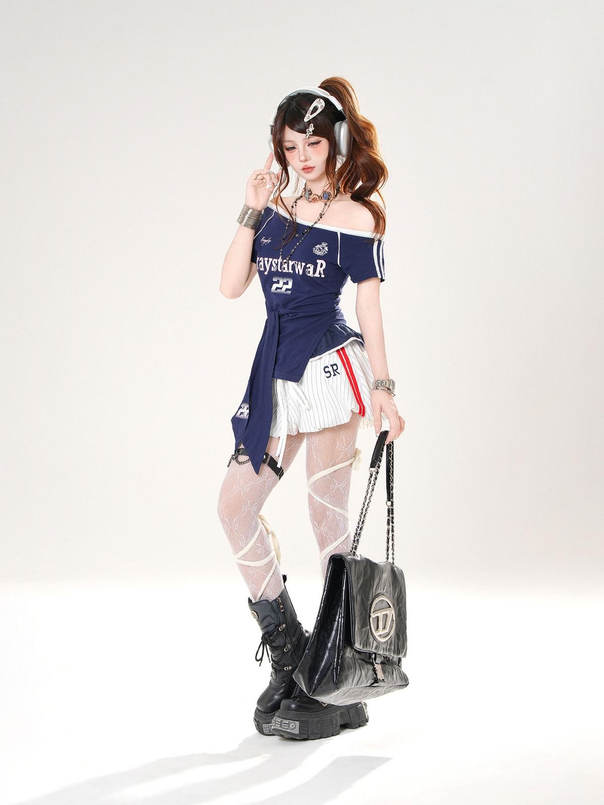 kelly kitty Asymmetric Shoulder Waist Cinch Slim Sleeve Women&