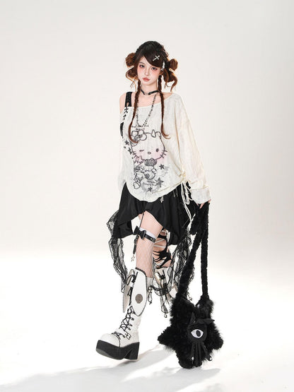 kelly kitty Asymmetrical Shoulder Drawstring Sunproof Coverup Women&