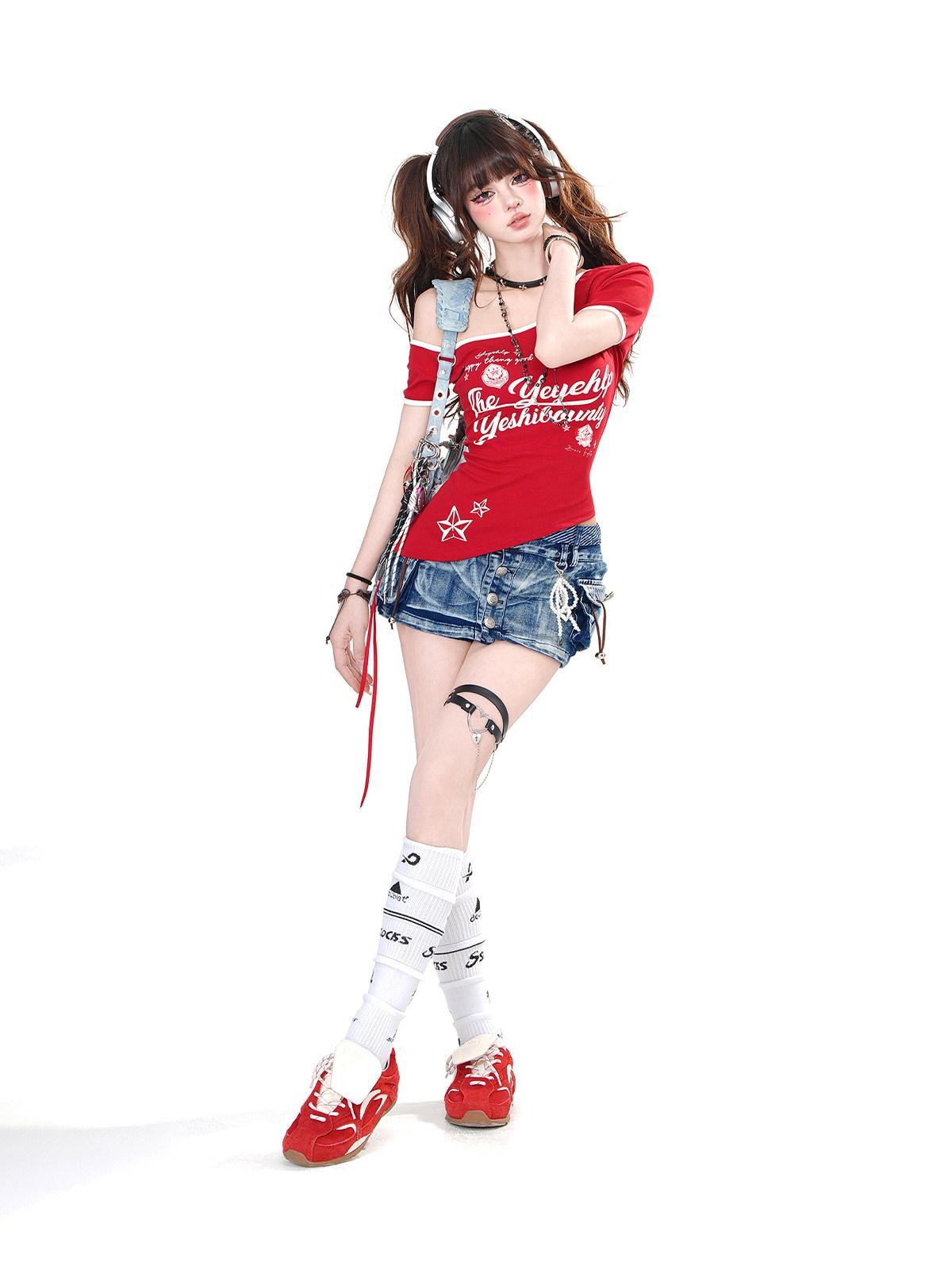 kelly kitty Asymmetrical Slanted Short Sleeve Slim Fit Women&