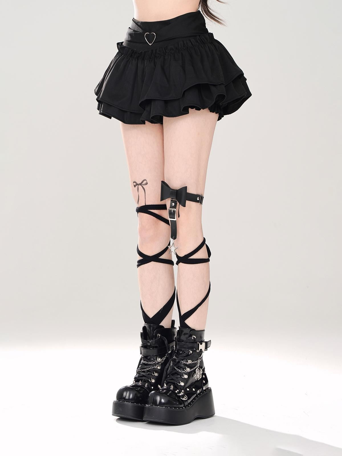 kelly kitty Black A Line Puffed Tiered Slim Women&