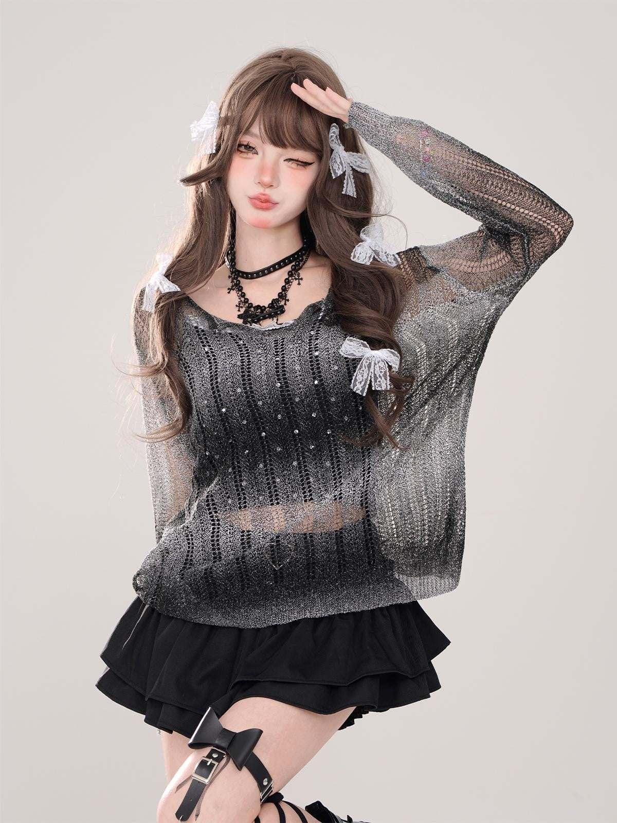 kelly kitty Black A Line Puffed Tiered Slim Women&