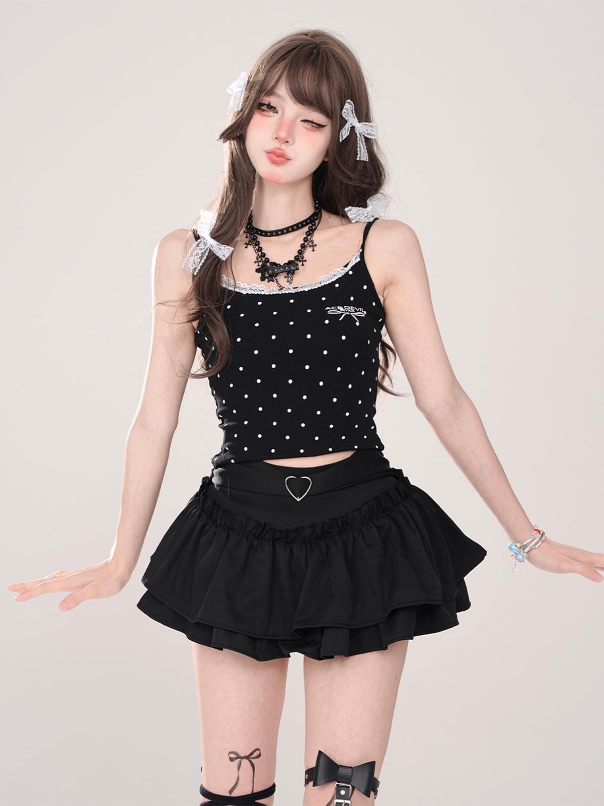 kelly kitty Black A Line Puffed Tiered Slim Women&