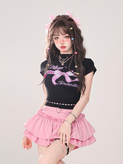 kelly kitty Black A Line Puffed Tiered Slim Women&