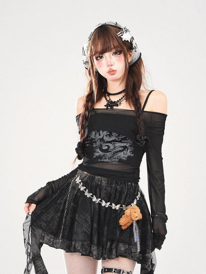 kelly kitty Black Off Shoulder Two Piece Uv Women&
