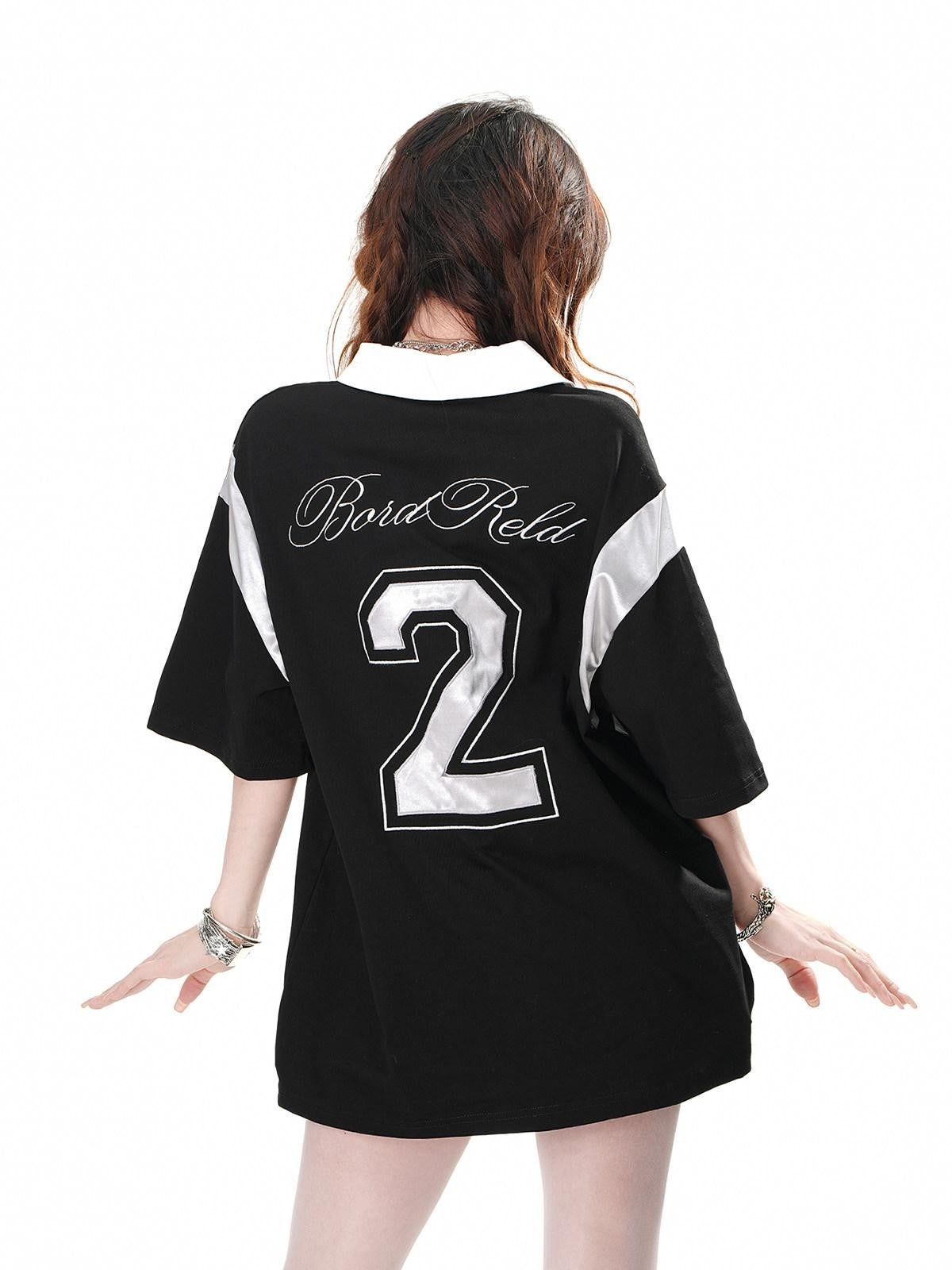 kelly kitty Black Preppy Sport Short Sleeve Slimming Women&