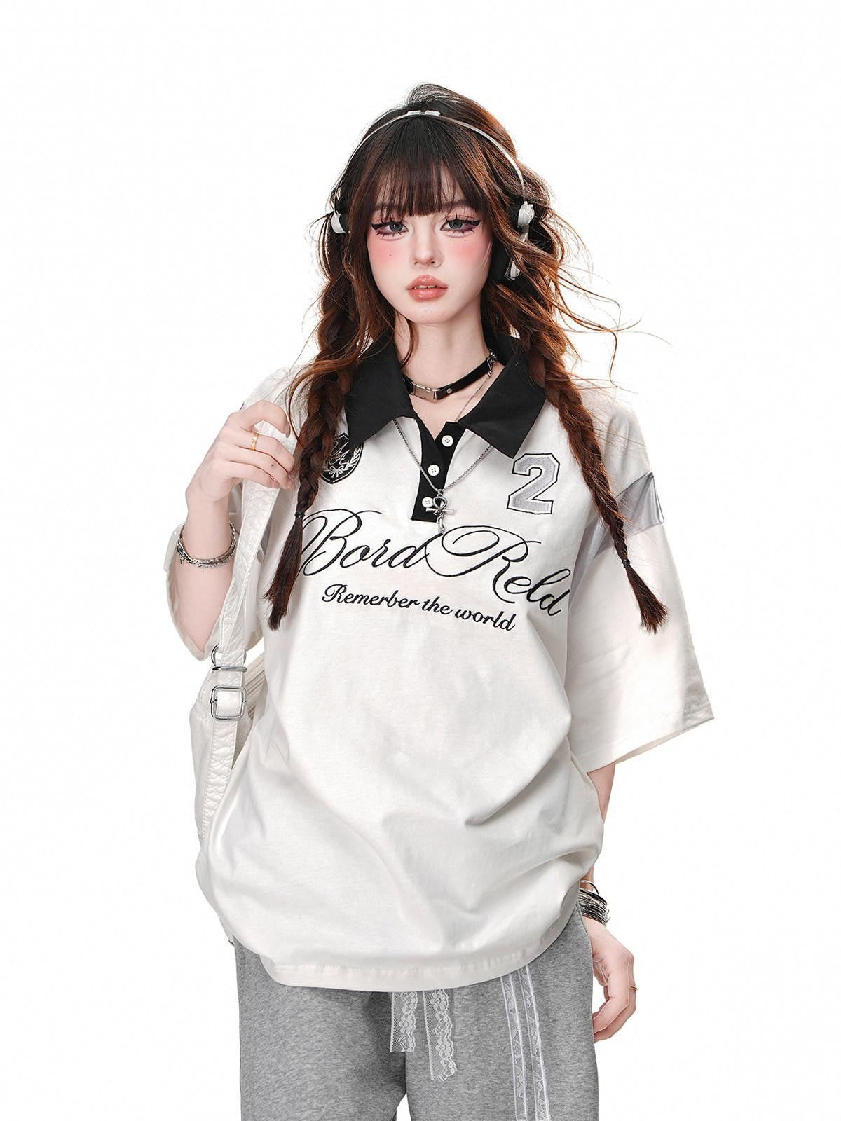 kelly kitty Black Preppy Sport Short Sleeve Slimming Women&