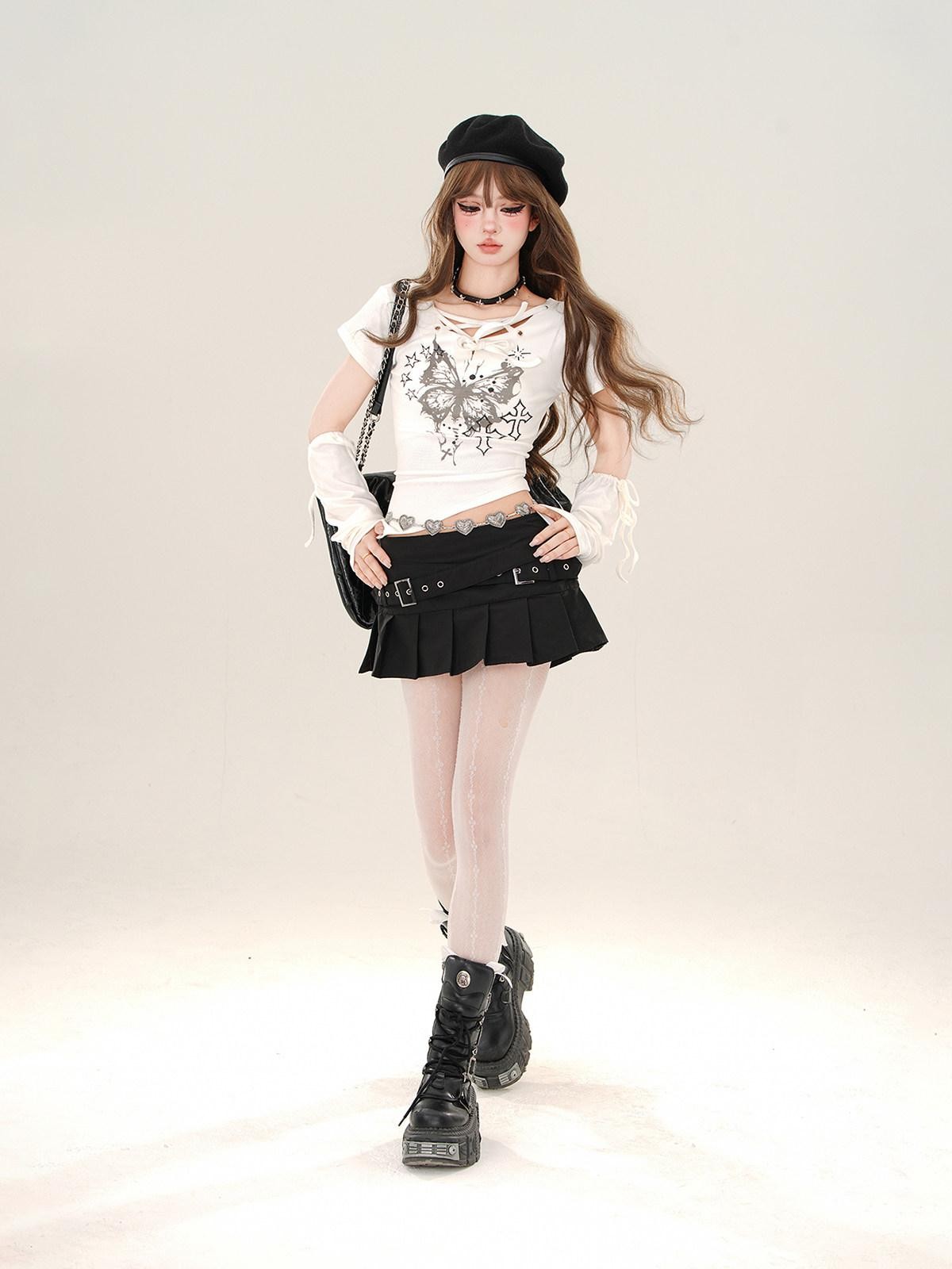 kelly kitty Butterfly Print Asymmetrical American Babe Women&