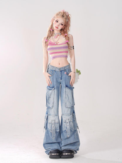 kelly kitty Colorful Knit Sweet Slim Fit Cropped Women&