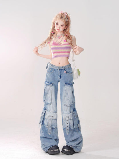 kelly kitty Colorful Knit Sweet Slim Fit Cropped Women&
