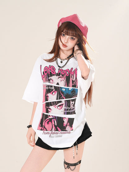 kelly_kitty_Colorful_Painted_Art_Set_In_Shoulder_Short_Sleeve_Women&