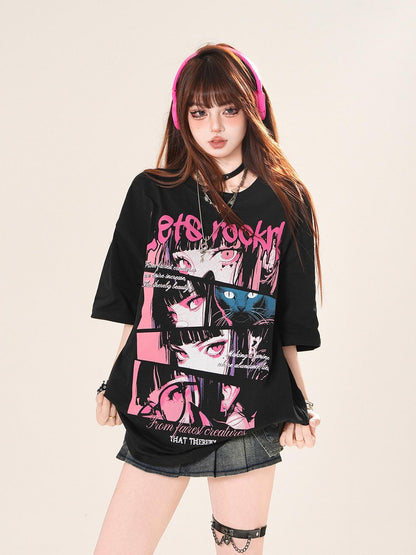 kelly kitty Colorful Painted Art Set In Shoulder Short Sleeve Women&