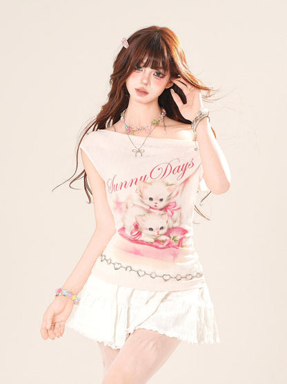 kelly kitty Cropped Short Sleeve Waist Shaping Sweet Sexy Women&