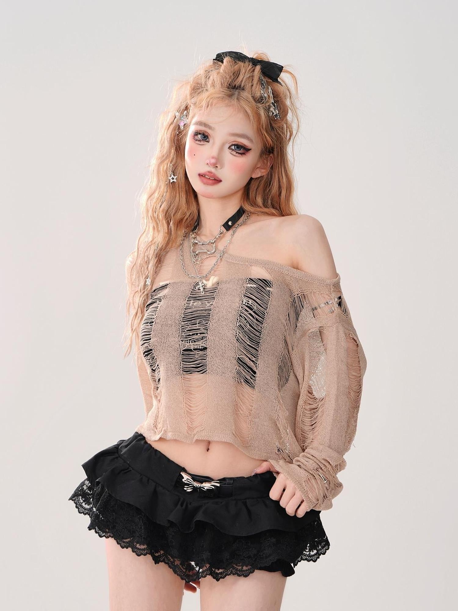 kelly kitty Cutout Asymmetric Cropped Street Women&