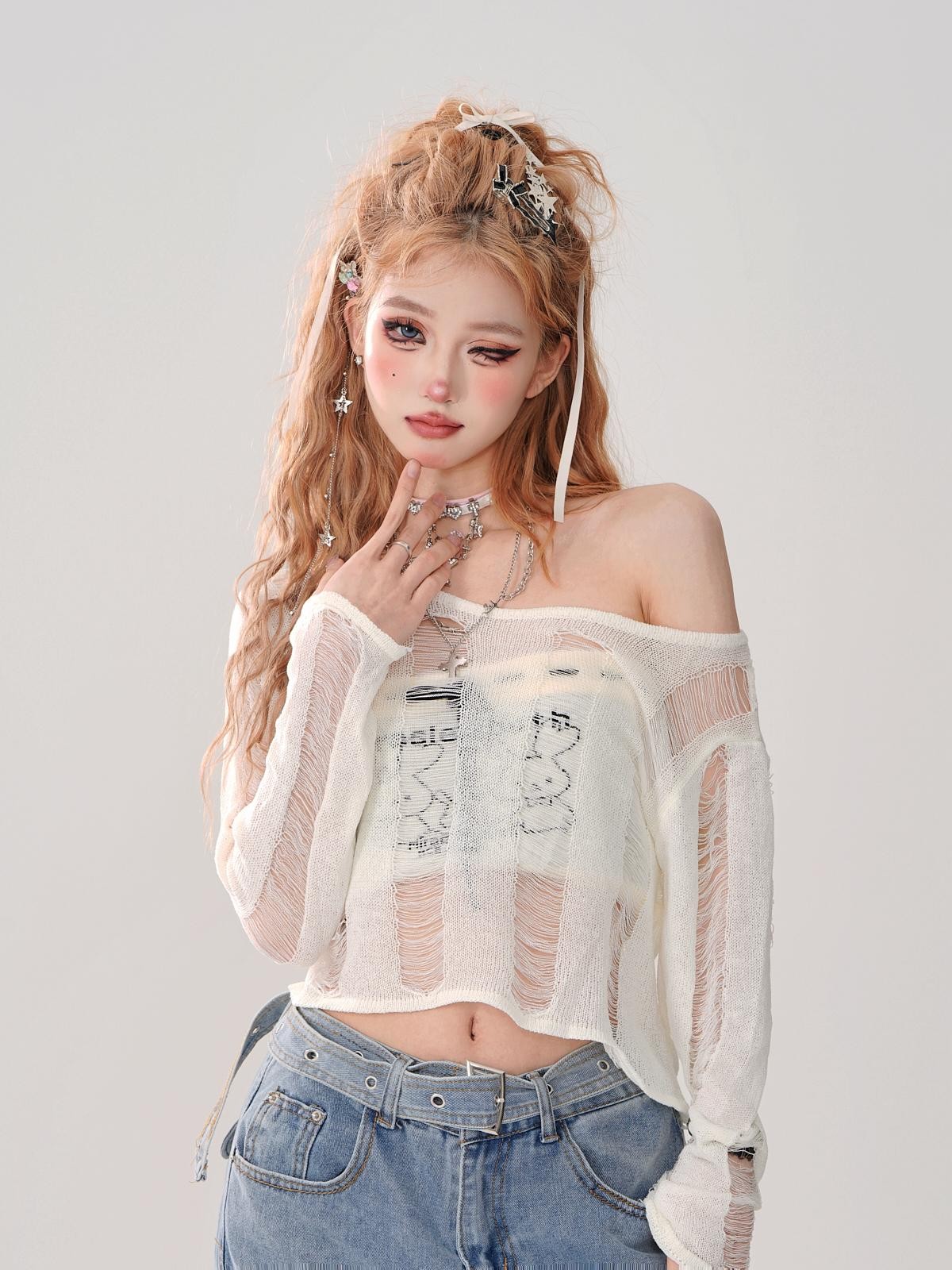 kelly kitty Cutout Asymmetric Cropped Street Women&