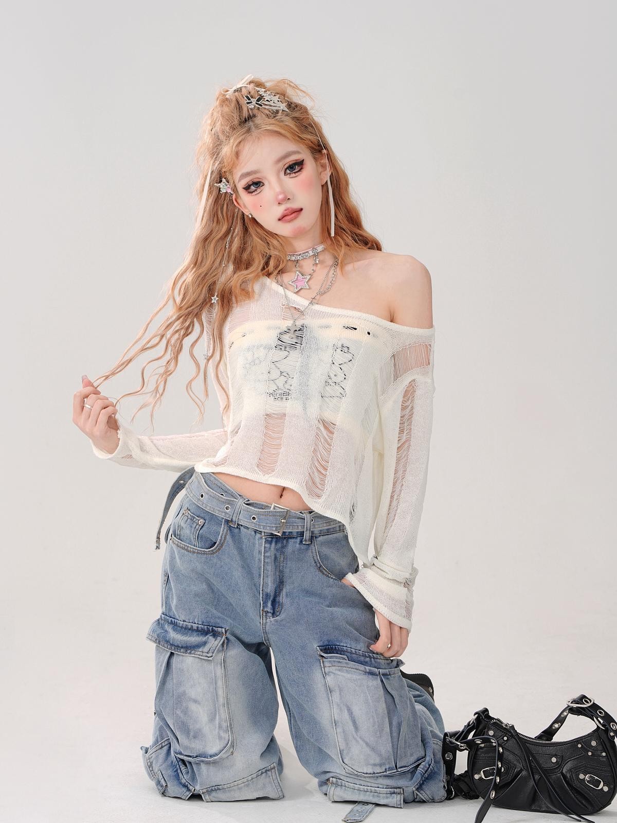 kelly kitty Cutout Asymmetric Cropped Street Women&