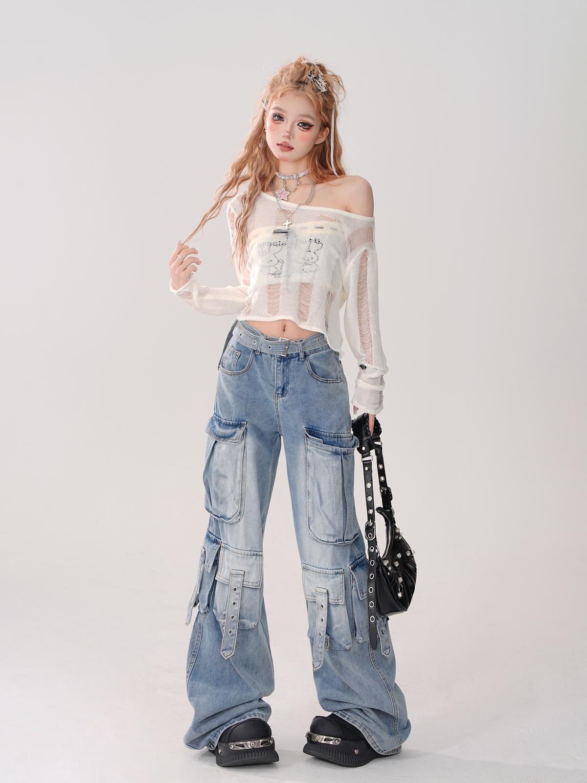 kelly kitty Cutout Asymmetric Cropped Street Women&
