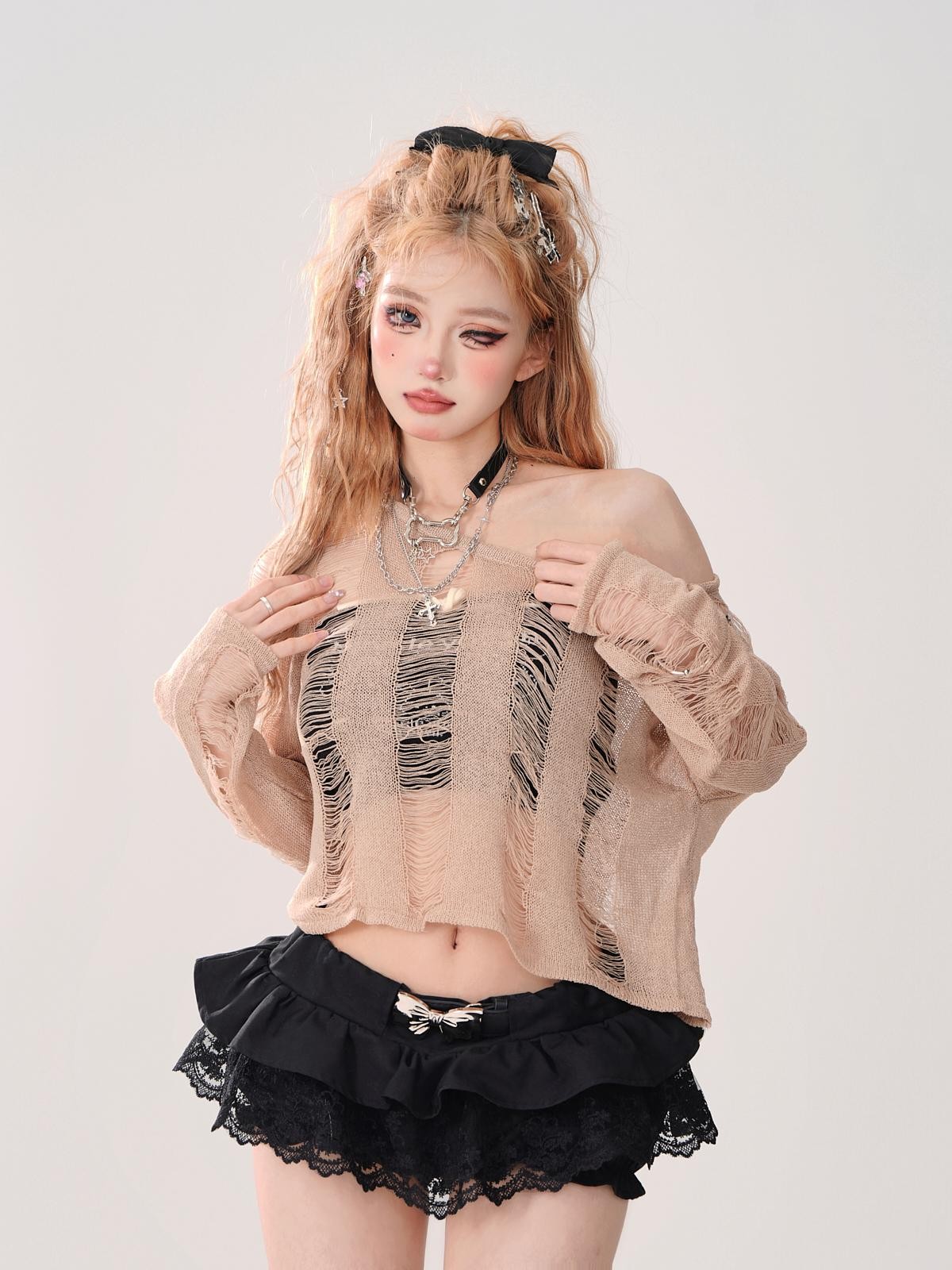 kelly kitty Cutout Asymmetric Cropped Street Women&