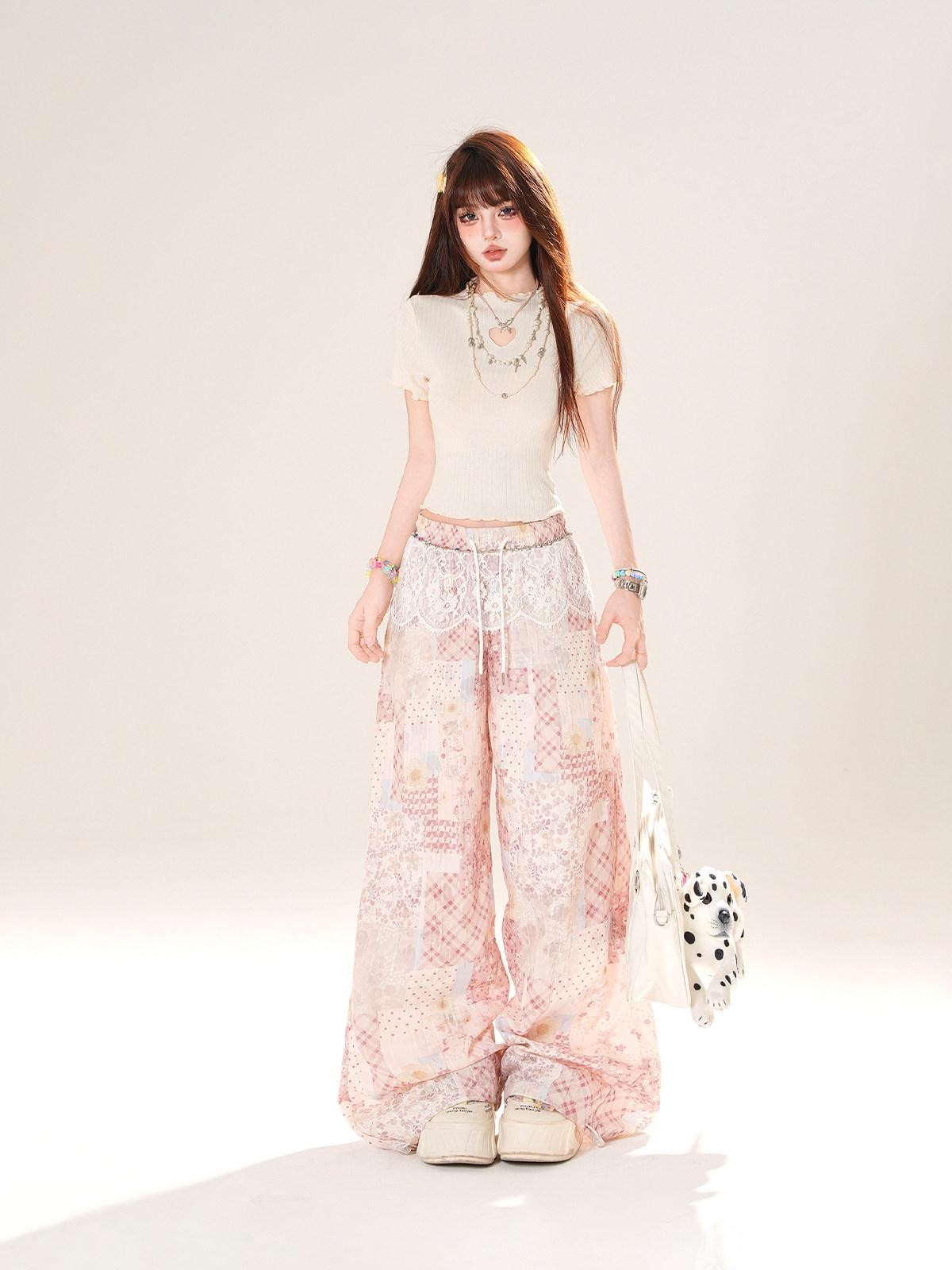 kelly kitty Floral Scroll Print Relaxed Loose Slimming Women&