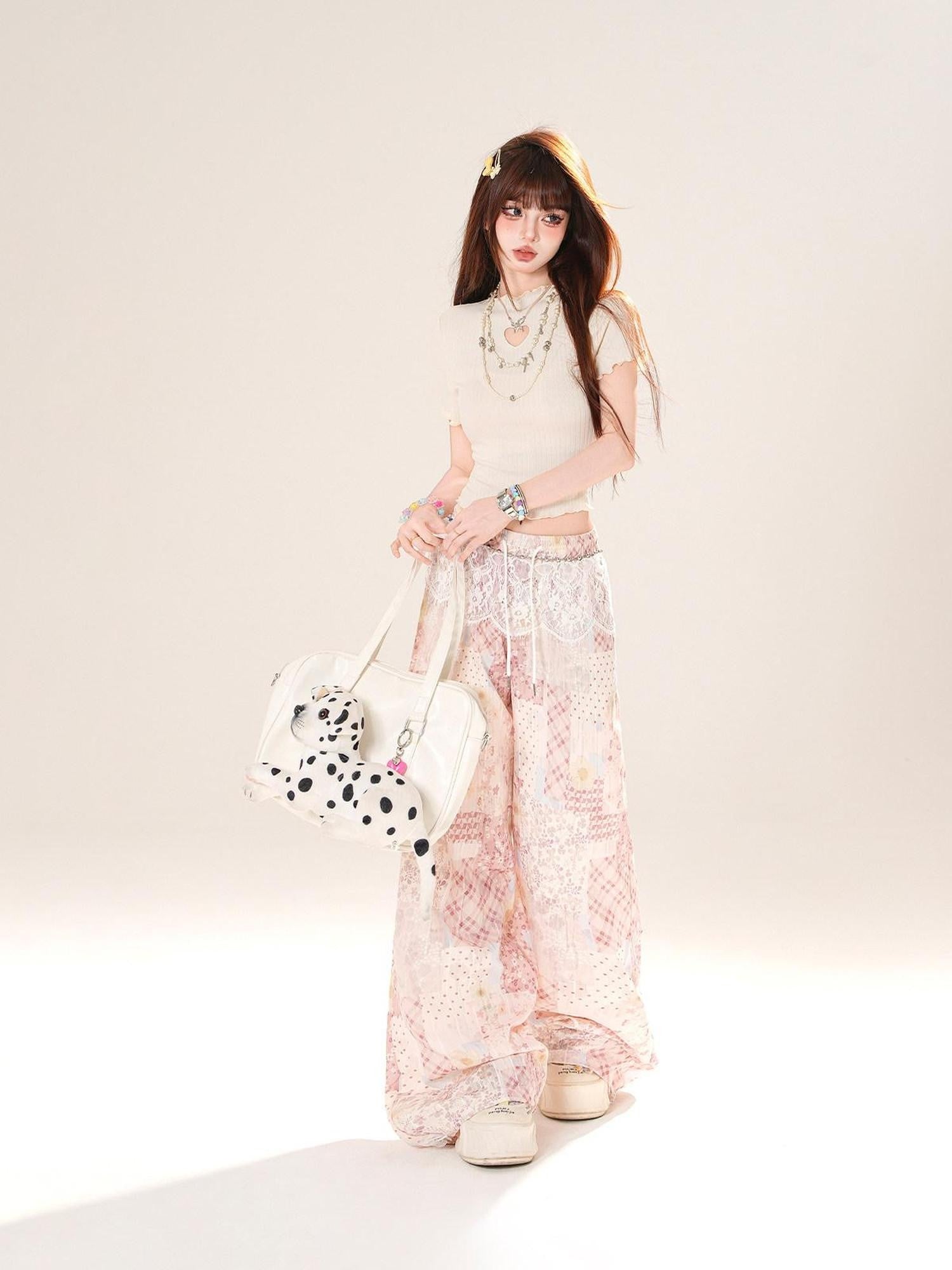 kelly kitty Floral Scroll Print Relaxed Loose Slimming Women&