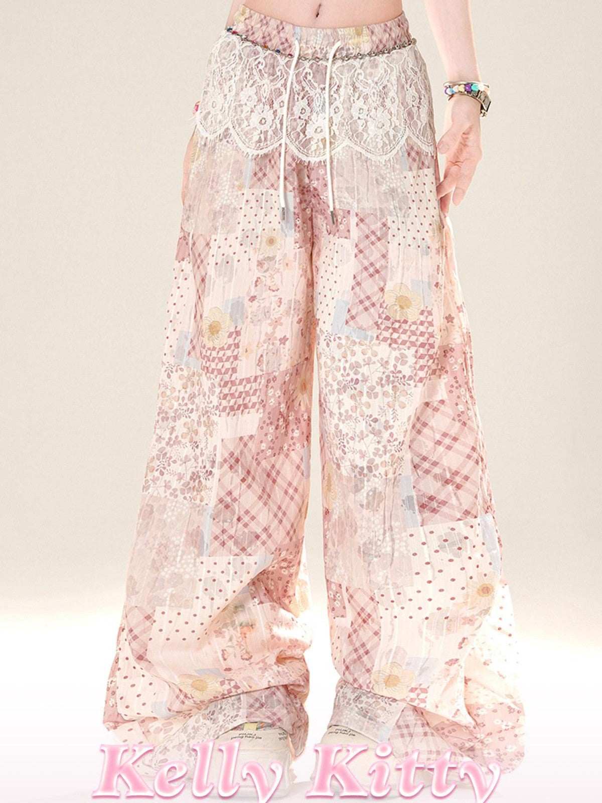 kelly kitty Floral Scroll Print Relaxed Loose Slimming Women&