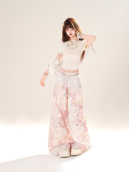 kelly kitty Floral Scroll Print Relaxed Loose Slimming Women&